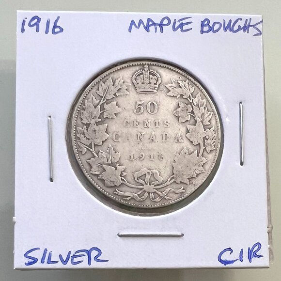 1916 Canada King George V Silver 1/2 Dollar Coin! - Picture 1 of 6
